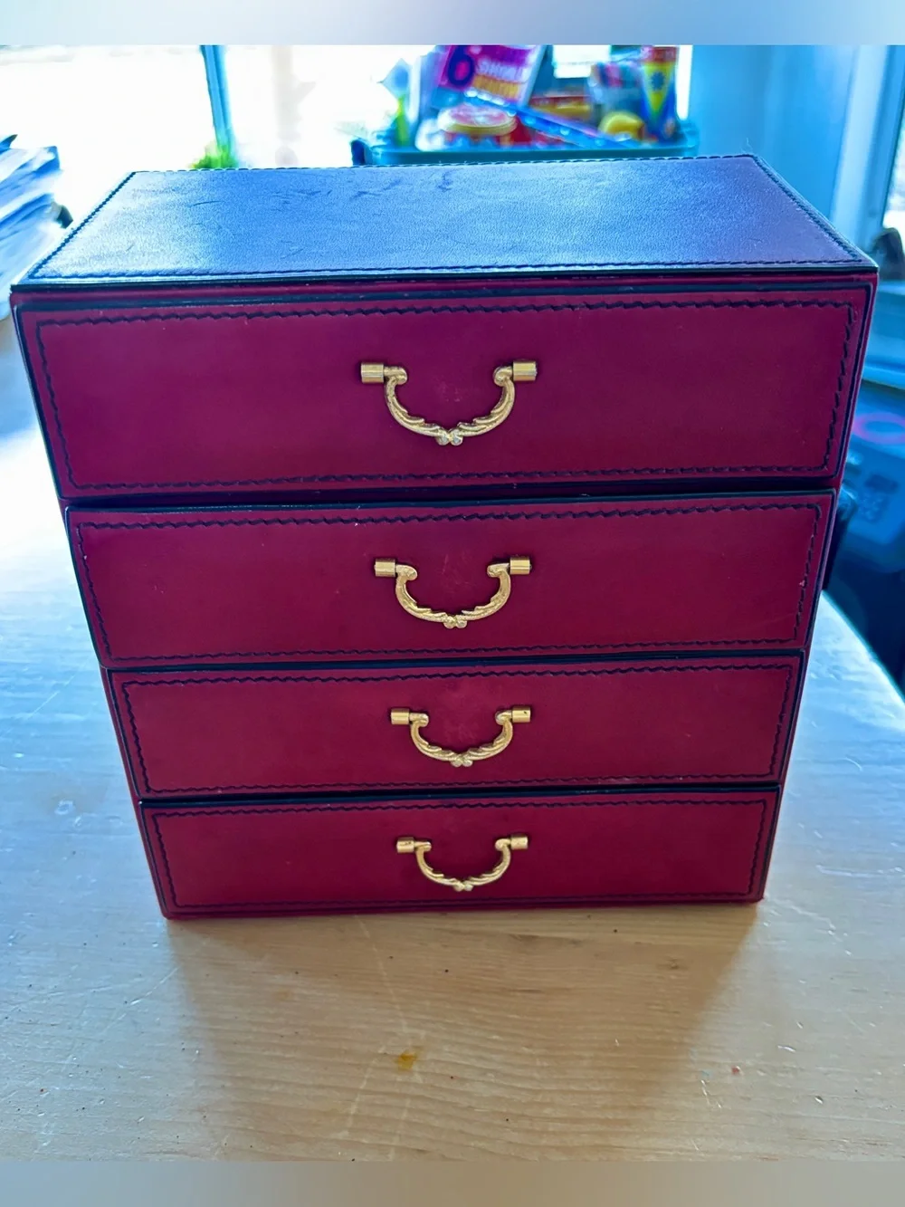 Vintage 1960s Liberty of London Italian Leather Jewelry Box Chest
